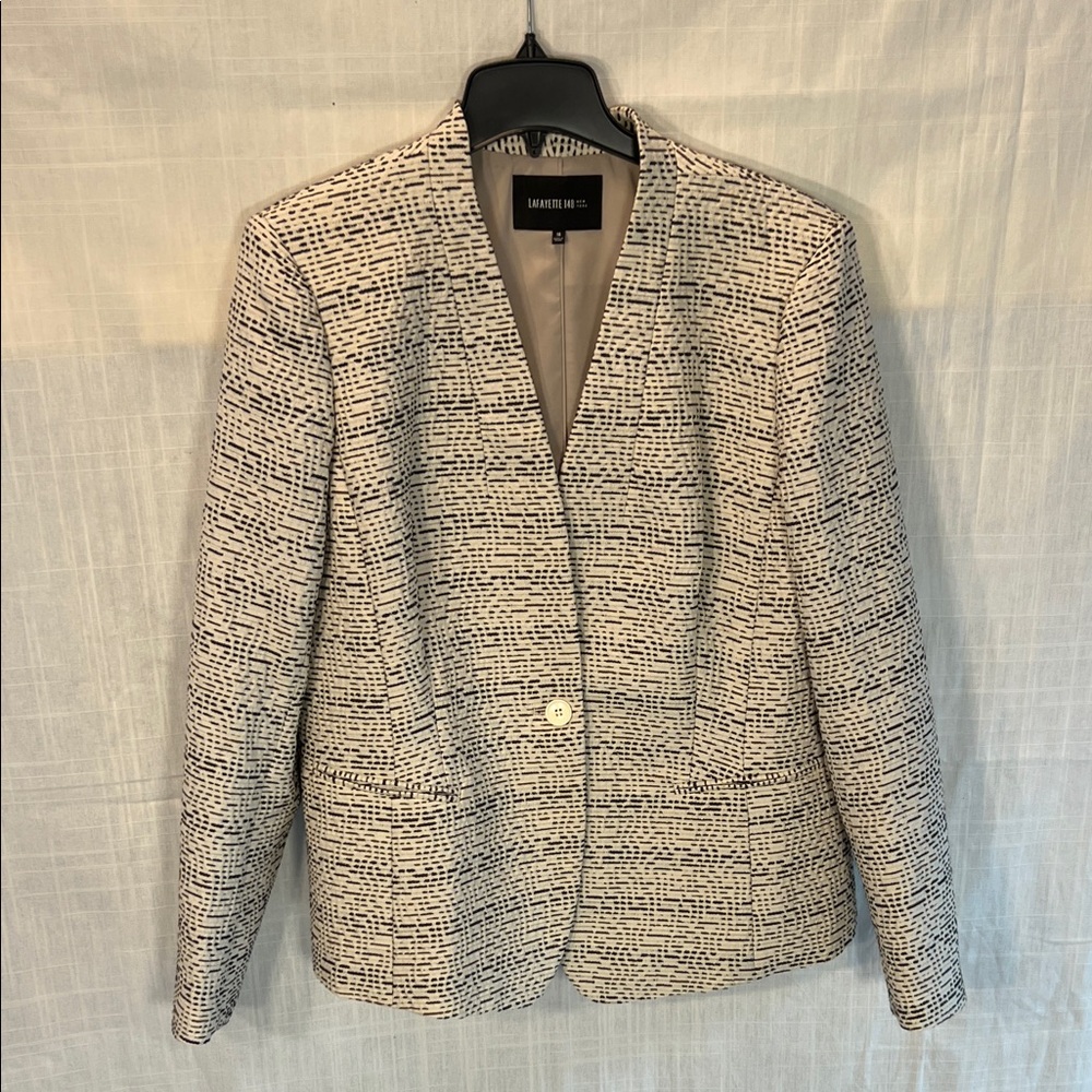 Lafayette 148 New York Women's Black, Brown, and Cream Patterned Blazer - sz 16